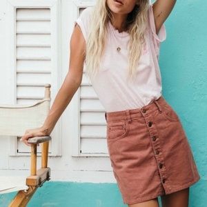 NWOT Womens Billabong Good Life Corduroy Skirt - Rust Orange, Size 29